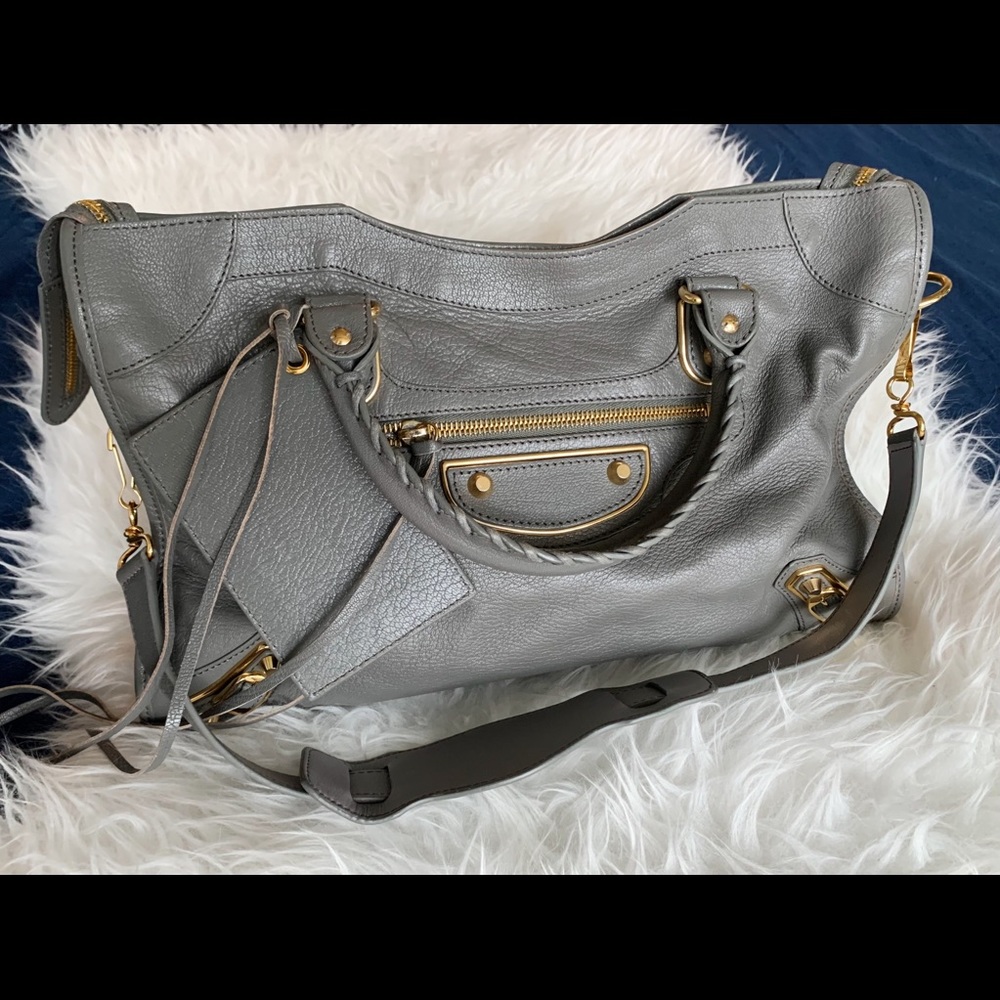 Balenciaga Grey Metallic Edge City Bag